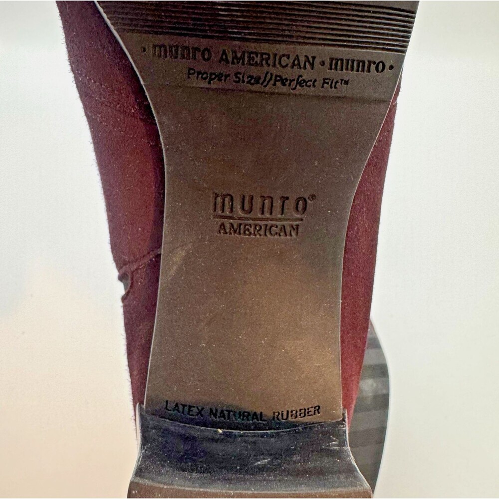 Munro American Margo Burgundy Suede Heeled Mules Women's 8N Slip On Comfort Shoe - Picture 9 of 12